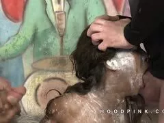 Hardcore Kehlenfick mit Ebony